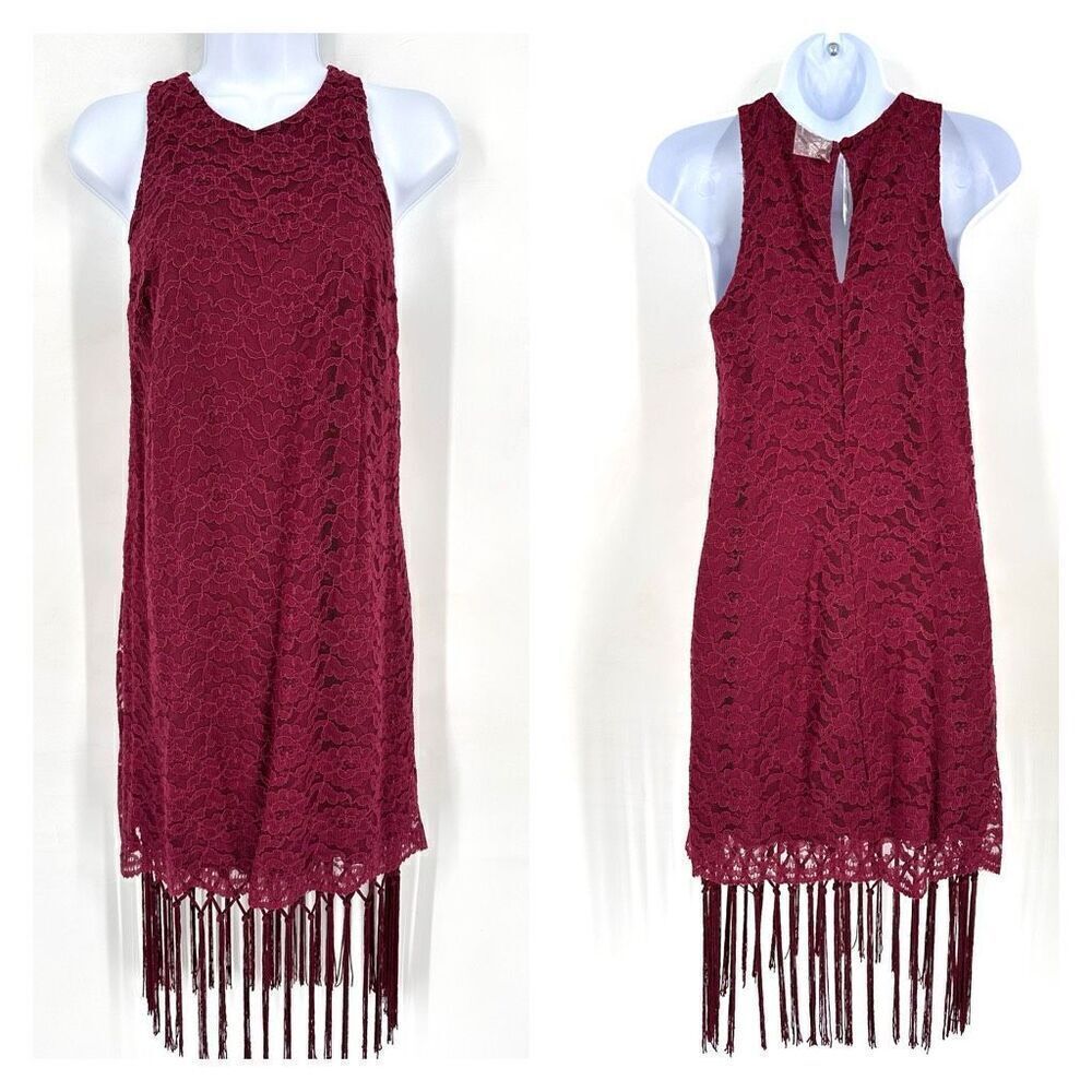 NwT Lush‎ cocktail Lace & Fringe Dress Small wedding party flapper costume
